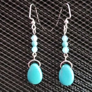 3/$20 | Aqua blue and silver teardrop earr…